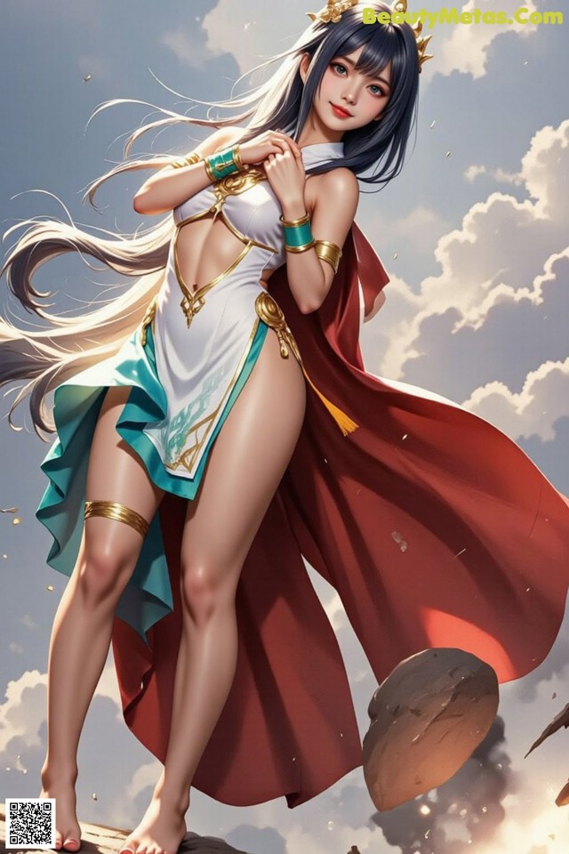 Hentai - Under the Radiance of Celestial Grace Set.2 20250124 Part 11 No.a5d091 A woman in a white and blue outfit with a red cape.