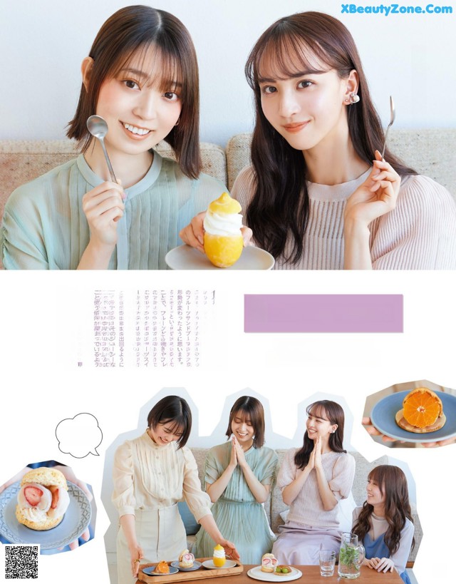 A group of young women sitting around a table eating food.