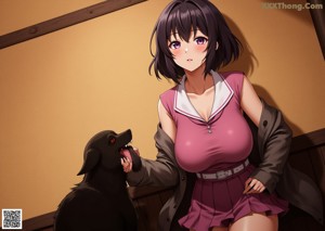 A naked woman sitting on a bed next to a bear.