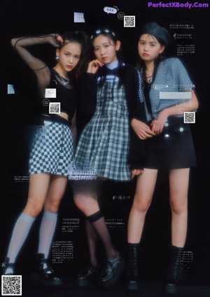 A magazine spread with a group of young women posing for a picture.